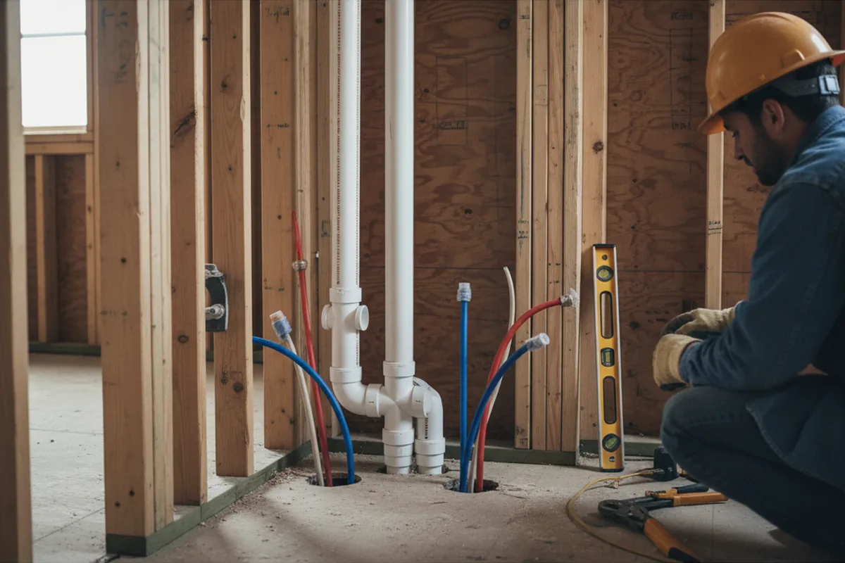 Drain and supply rough-in during Leak Detection in Loon Lake